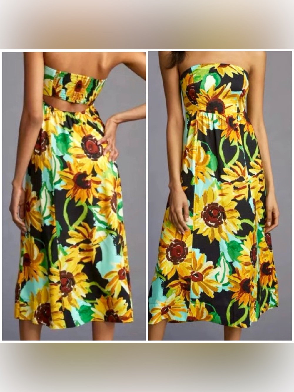 Anthropologie NWT maxi midi sunflower sundress sz S ret:$170